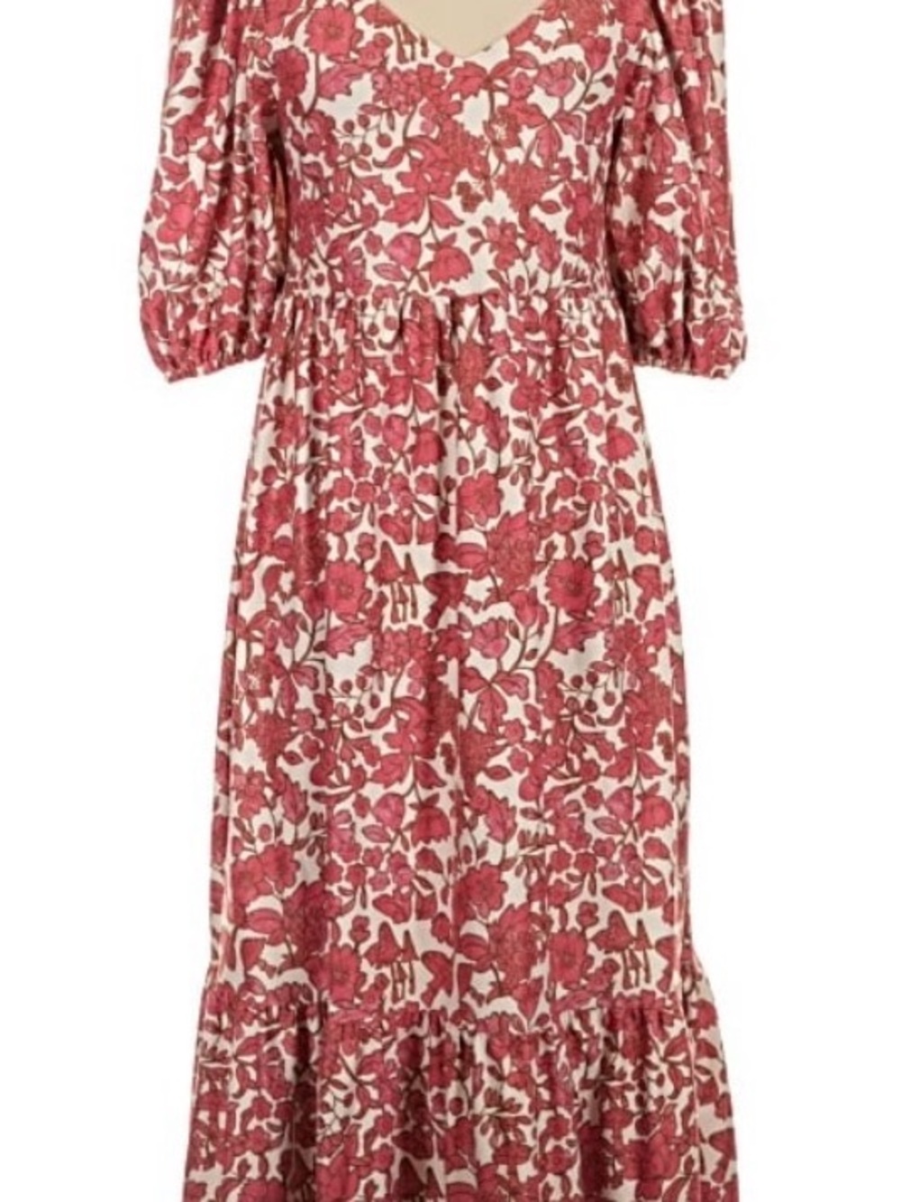 Smith and Quin Floral V-Neck Midi Dress in Rose and Cream